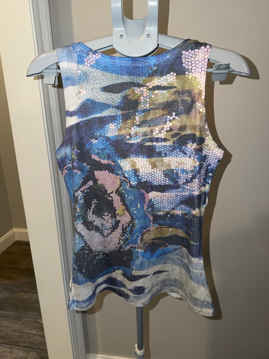 David Cline Mosaic Floral Tank - Blue, Gray & Green - Picture 4 of 8
